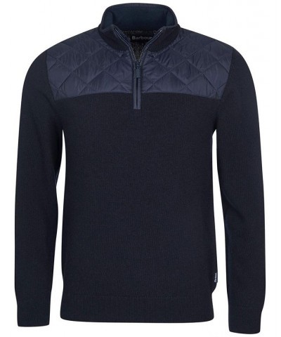 Men's Essential Diamond Quilted Half-Zip Sweater Blue $38.40 Sweaters