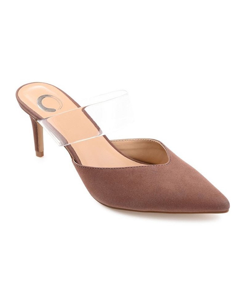 Women's Ollie Lucite Strap Heels Brown $39.90 Shoes