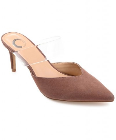 Women's Ollie Lucite Strap Heels Brown $39.90 Shoes