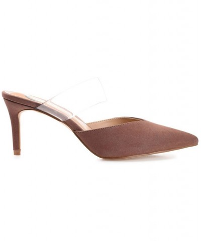 Women's Ollie Lucite Strap Heels Brown $39.90 Shoes