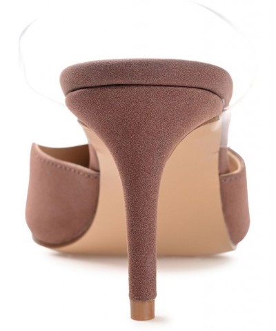 Women's Ollie Lucite Strap Heels Brown $39.90 Shoes