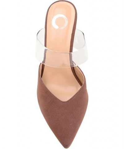 Women's Ollie Lucite Strap Heels Brown $39.90 Shoes