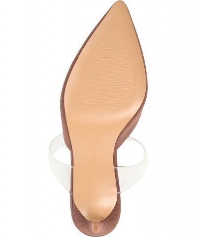 Women's Ollie Lucite Strap Heels Brown $39.90 Shoes