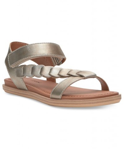 Women's Natany Asymmetric-Strap Flat Sandals Silver $40.94 Shoes