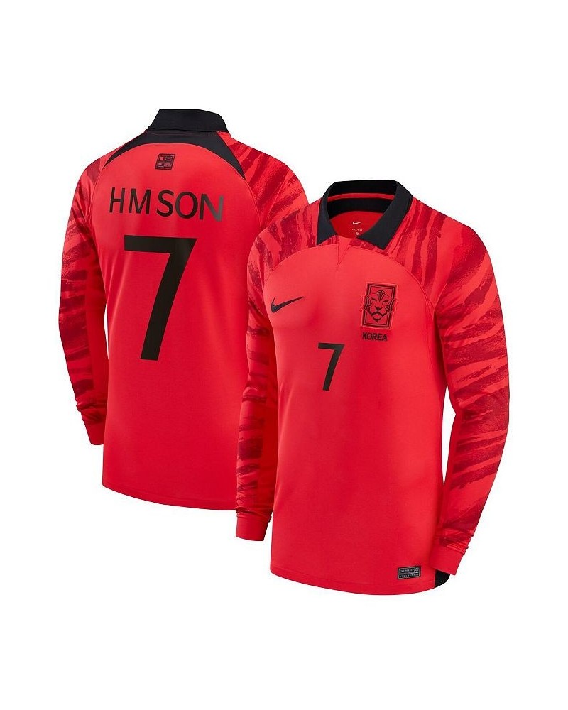 Men's Son Heung-min Red South Korea National Team 2022/23 Home Breathe Stadium Replica Player Long Sleeve Jersey $68.20 Jersey