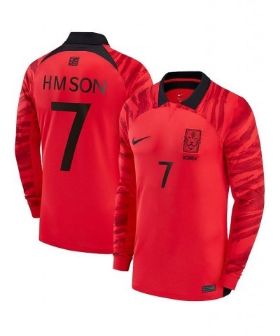 Men's Son Heung-min Red South Korea National Team 2022/23 Home Breathe Stadium Replica Player Long Sleeve Jersey $68.20 Jersey