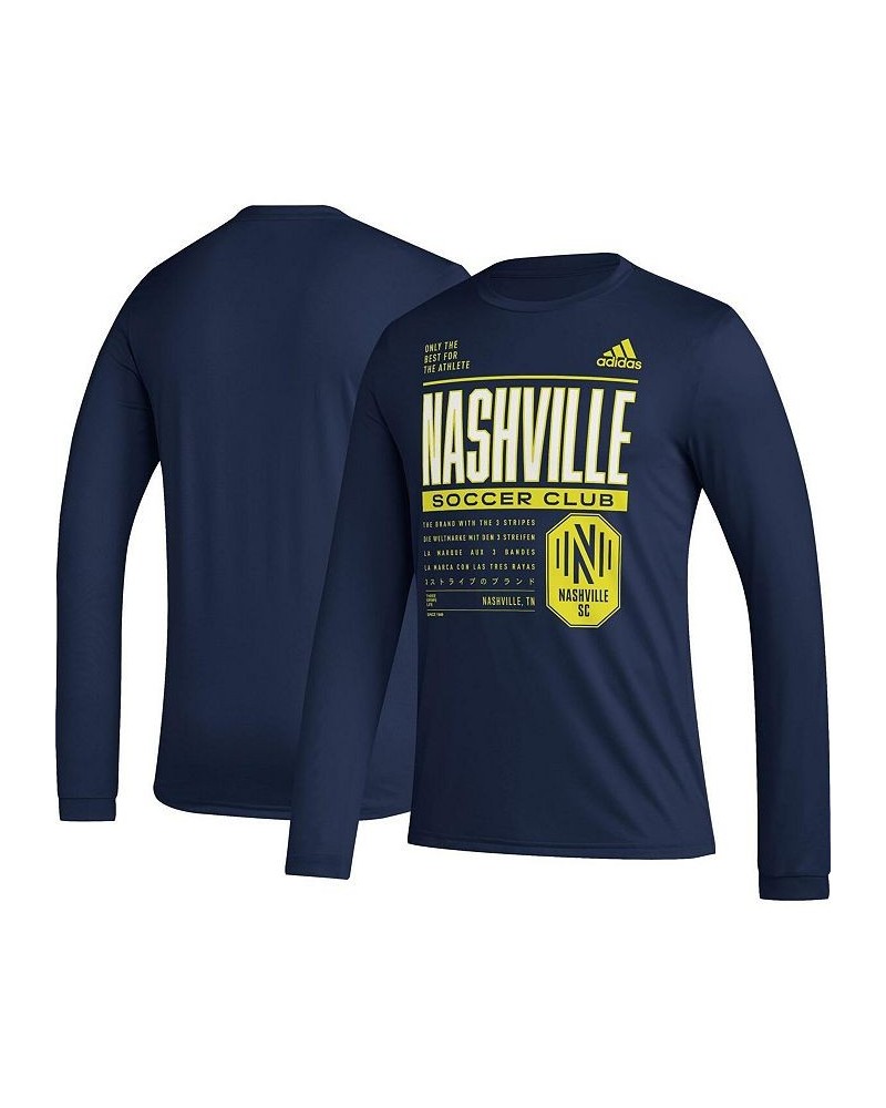 Men's Navy Nashville SC Club DNA Long Sleeve T-shirt $26.49 T-Shirts