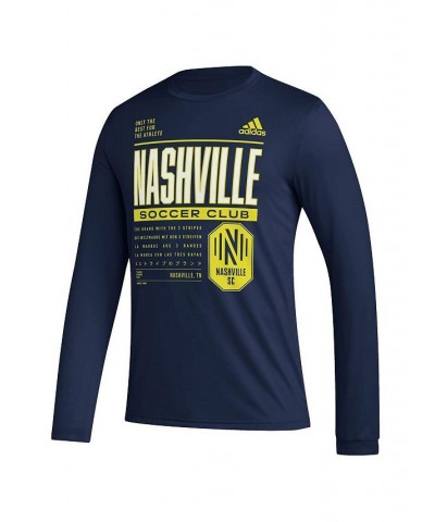 Men's Navy Nashville SC Club DNA Long Sleeve T-shirt $26.49 T-Shirts