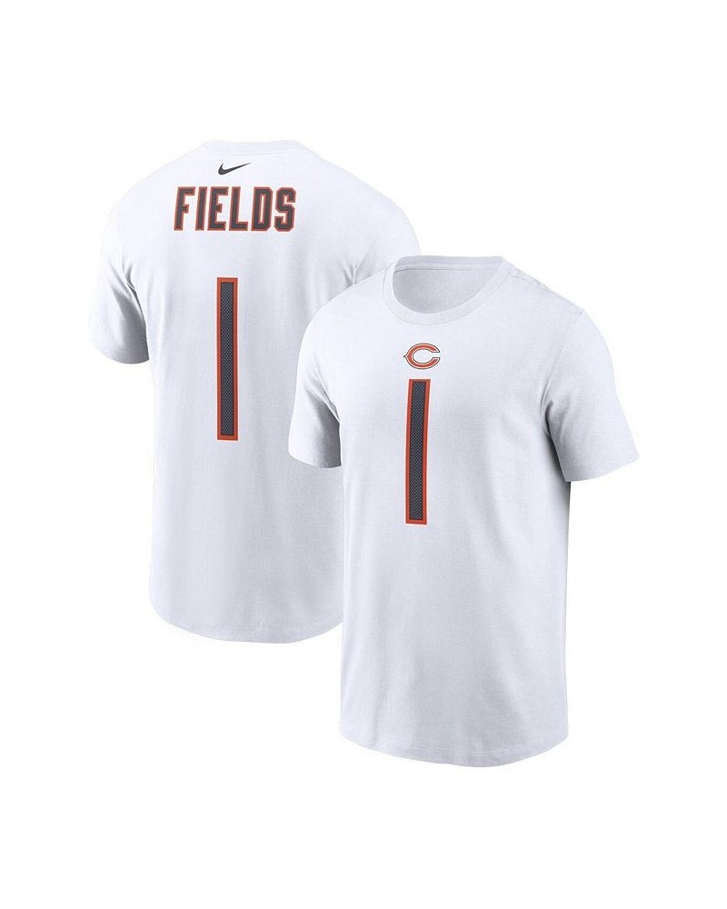 Men's Justin Fields White Chicago Bears Player Name and Number T-shirt $20.00 T-Shirts