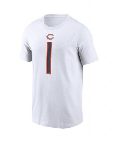 Men's Justin Fields White Chicago Bears Player Name and Number T-shirt $20.00 T-Shirts