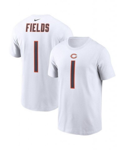 Men's Justin Fields White Chicago Bears Player Name and Number T-shirt $20.00 T-Shirts