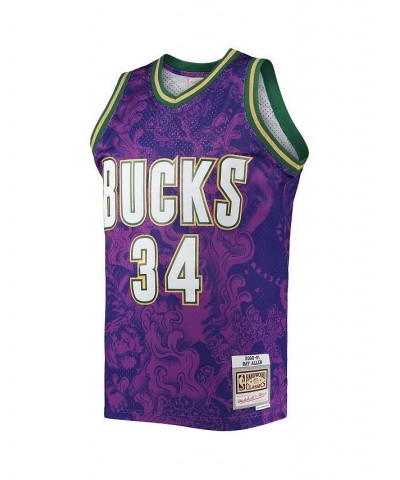 Men's Ray Allen Purple Milwaukee Bucks Hardwood Classics 2000-01 Lunar New Year Swingman Jersey $56.00 Jersey