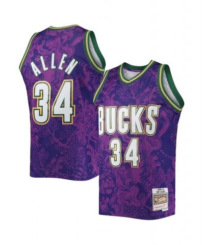 Men's Ray Allen Purple Milwaukee Bucks Hardwood Classics 2000-01 Lunar New Year Swingman Jersey $56.00 Jersey