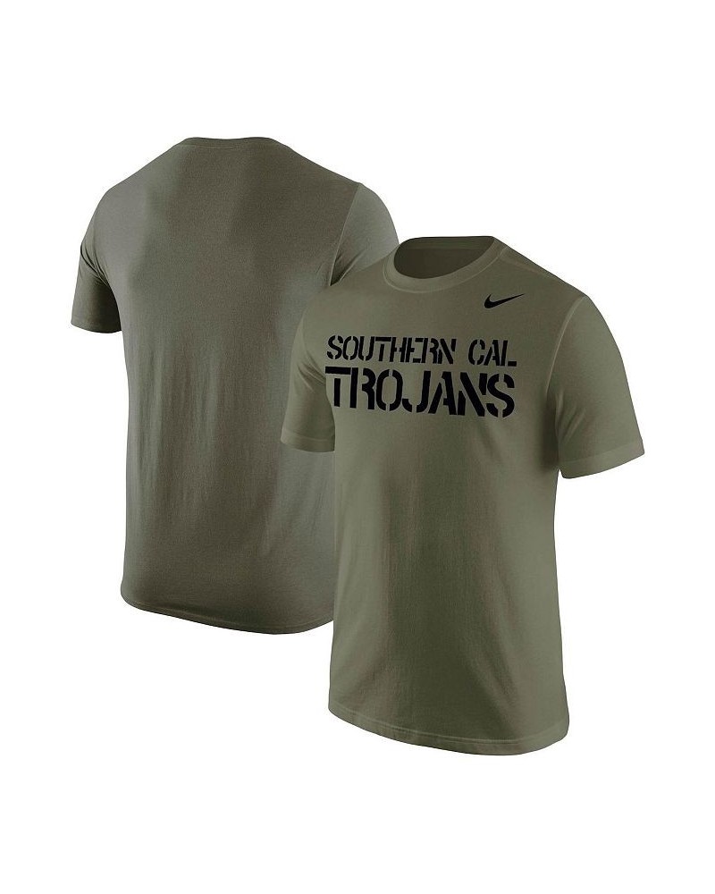 Men's Olive USC Trojans Stencil Wordmark T-shirt $23.59 T-Shirts