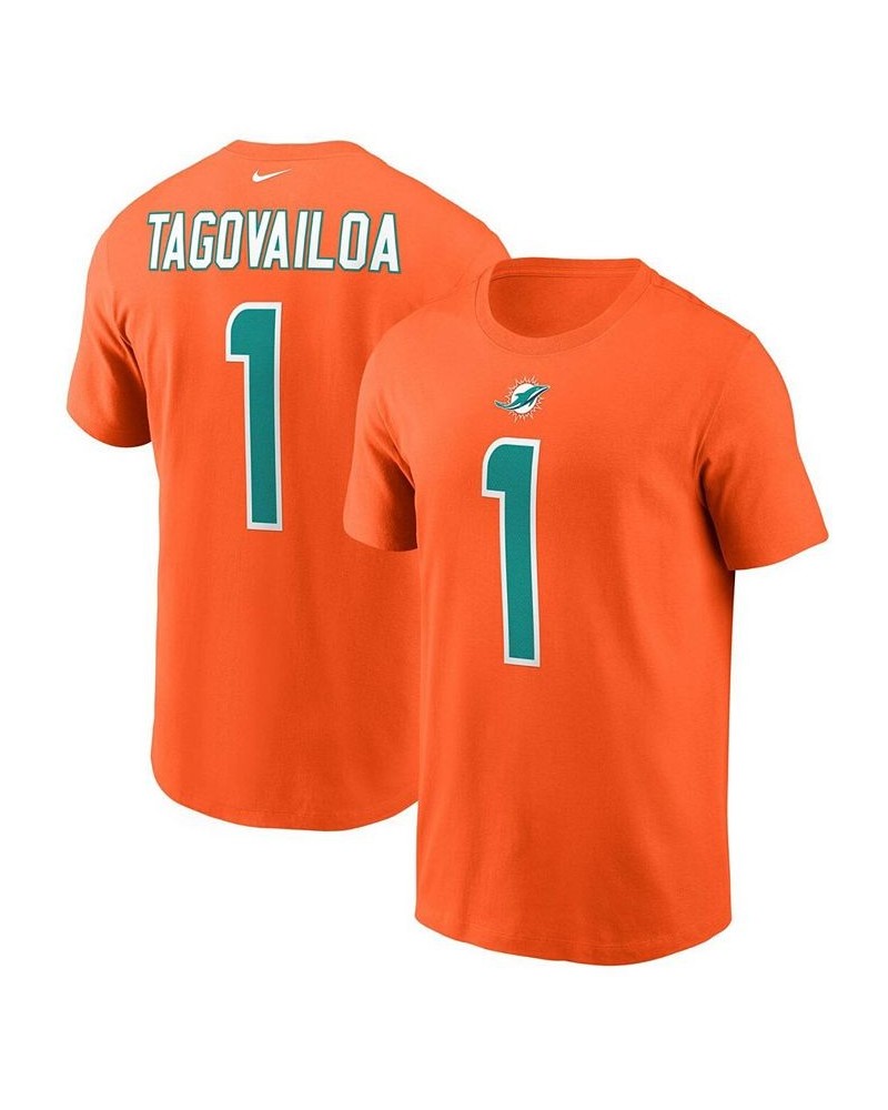 Men's Tua Tagovailoa Orange Miami Dolphins Name and Number T-shirt $17.64 T-Shirts