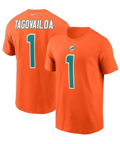 Men's Tua Tagovailoa Orange Miami Dolphins Name and Number T-shirt $17.64 T-Shirts