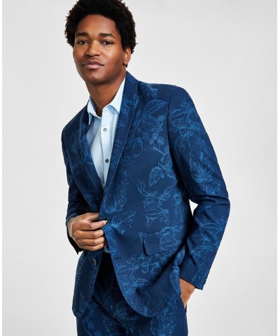 Men's Slim-Fit Foliage Print Blazer Blue $34.84 Blazers