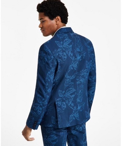 Men's Slim-Fit Foliage Print Blazer Blue $34.84 Blazers