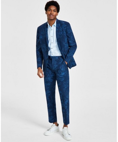 Men's Slim-Fit Foliage Print Blazer Blue $34.84 Blazers