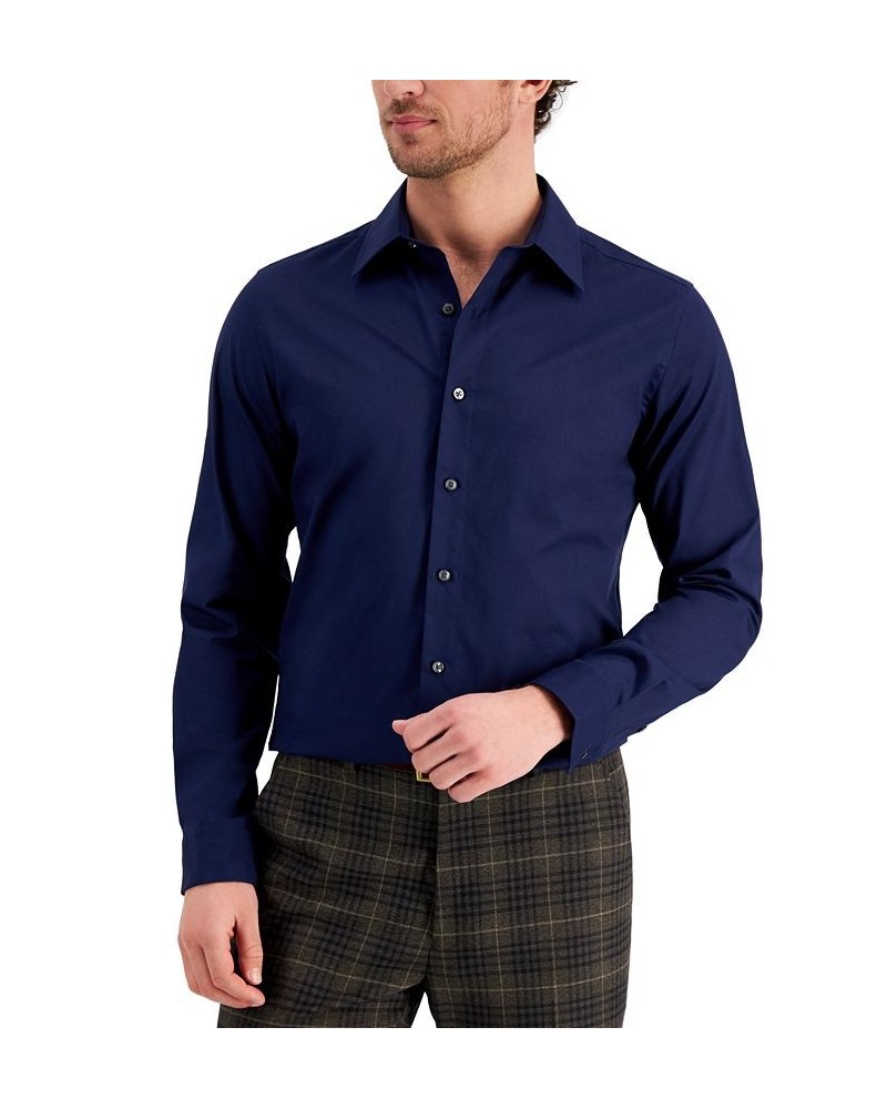 Men's Slim Fit Solid Dress Shirt Blue $11.52 Dress Shirts