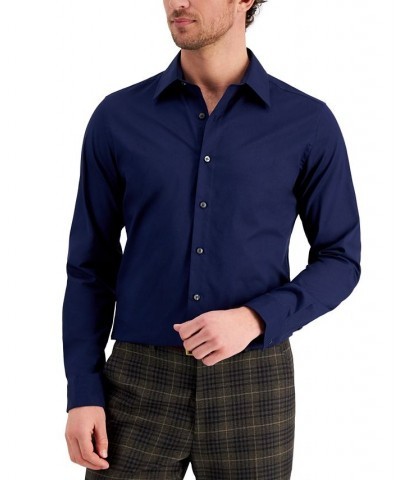 Men's Slim Fit Solid Dress Shirt Blue $11.52 Dress Shirts