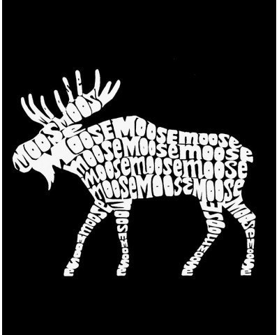 Men's Moose Word Art Long Sleeve Hooded Sweatshirt Black $26.40 Sweatshirt