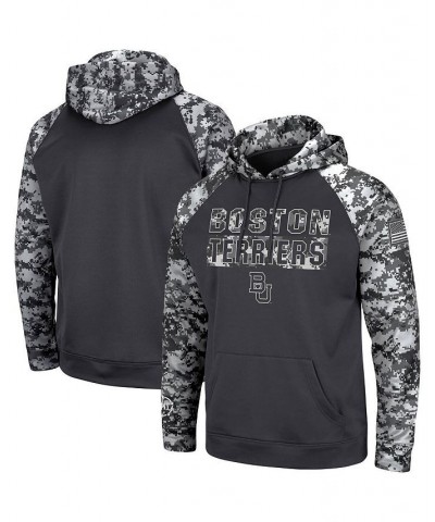 Men's Charcoal Boston University OHT Military-Inspired Appreciation Digital Camo Pullover Hoodie $31.50 Sweatshirt