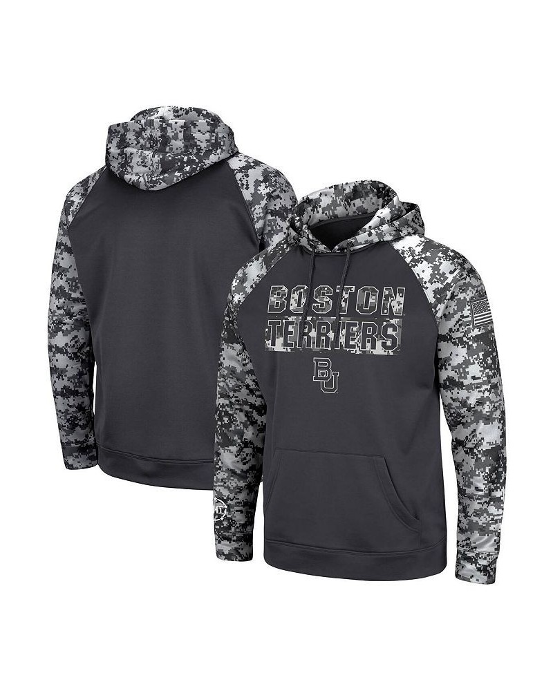 Men's Charcoal Boston University OHT Military-Inspired Appreciation Digital Camo Pullover Hoodie $31.50 Sweatshirt