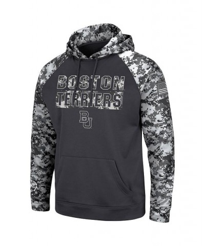 Men's Charcoal Boston University OHT Military-Inspired Appreciation Digital Camo Pullover Hoodie $31.50 Sweatshirt