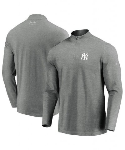 Men's Heathered Gray New York Yankees Passion Performance Tri-Blend Quarter-Zip Pullover Jacket $37.84 Jackets