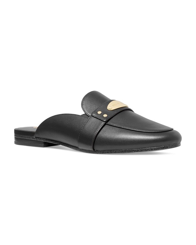 Women's MK Plate Mules Black $33.08 Shoes