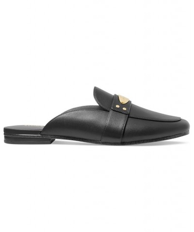 Women's MK Plate Mules Black $33.08 Shoes