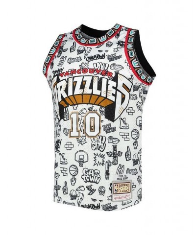 Men's Mike Bibby White Vancouver Grizzlies 1998-99 Hardwood Classics Doodle Swingman Player Jersey $74.25 Jersey