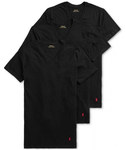 Men's V-Neck Classic Undershirt 3-Pack Polo Black $22.00 Undershirt