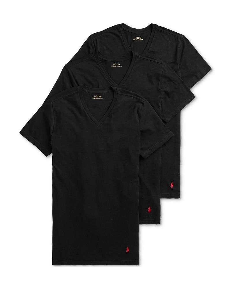 Men's V-Neck Classic Undershirt 3-Pack Polo Black $22.00 Undershirt