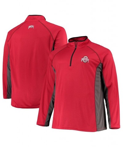 Men's Scarlet Ohio State Buckeyes Big and Tall Textured Raglan Quarter-Zip Jacket $38.49 Jackets