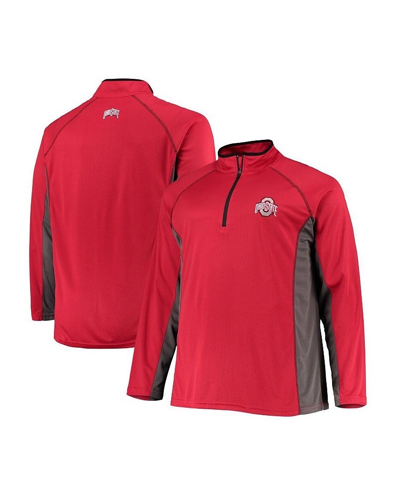 Men's Scarlet Ohio State Buckeyes Big and Tall Textured Raglan Quarter-Zip Jacket $38.49 Jackets