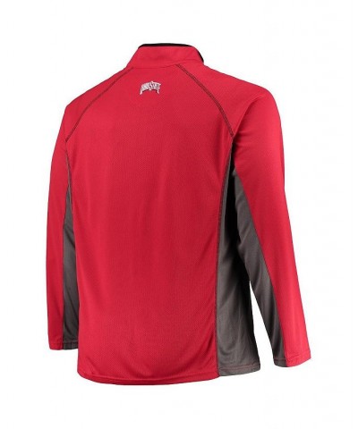 Men's Scarlet Ohio State Buckeyes Big and Tall Textured Raglan Quarter-Zip Jacket $38.49 Jackets