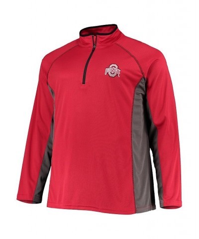 Men's Scarlet Ohio State Buckeyes Big and Tall Textured Raglan Quarter-Zip Jacket $38.49 Jackets