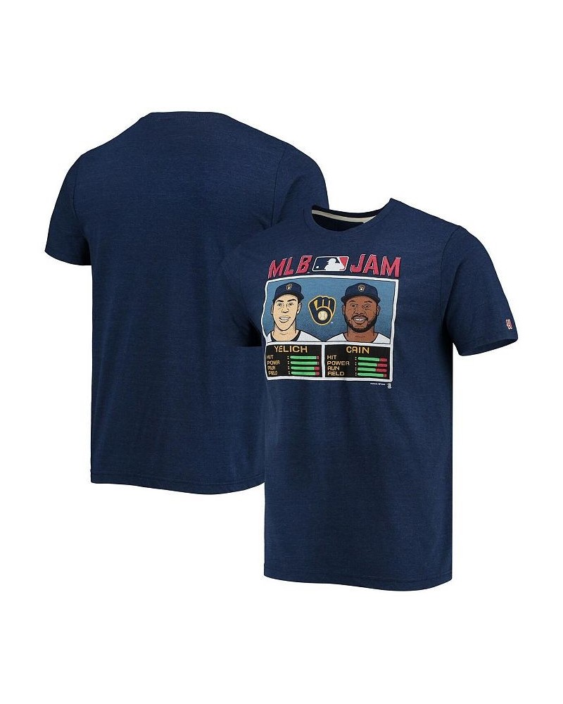 Men's Christian Yelich and Lorenzo Cain Navy Milwaukee Brewers MLB Jam Tri-Blend T-shirt $26.87 T-Shirts