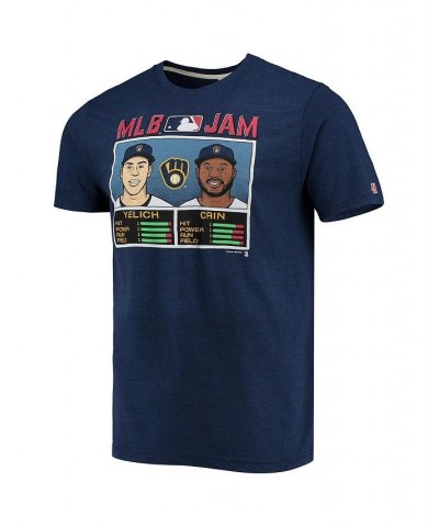 Men's Christian Yelich and Lorenzo Cain Navy Milwaukee Brewers MLB Jam Tri-Blend T-shirt $26.87 T-Shirts