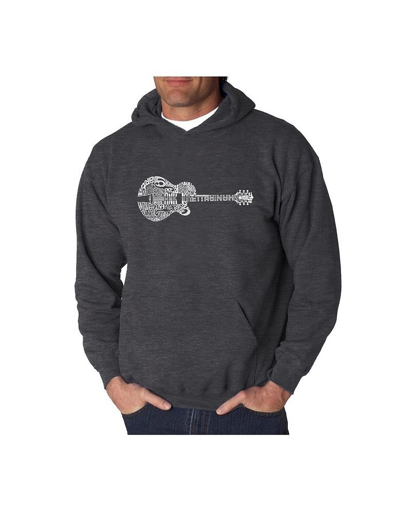 Men's Word Art Hooded Sweatshirt - Country Guitar Gray $29.40 Sweatshirt