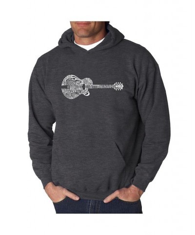 Men's Word Art Hooded Sweatshirt - Country Guitar Gray $29.40 Sweatshirt