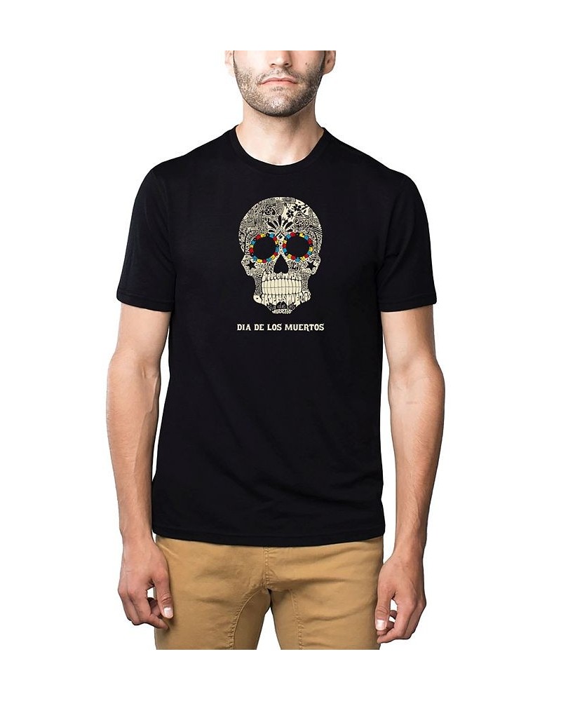 Men's Premium Word Art T-Shirt - Dia De Los Muertos Black $21.15 T-Shirts