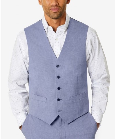 Men's Modern-Fit TH Flex Stretch Chambray Suit Separate Vest Blue $21.99 Vests