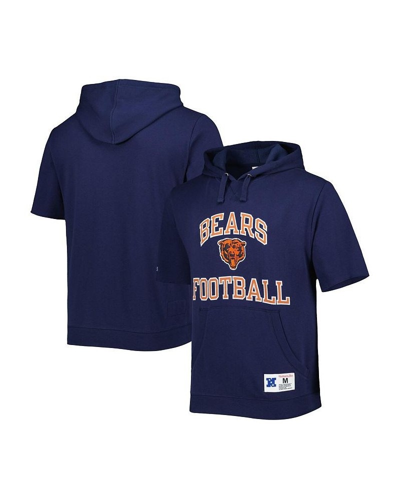 Men's Navy Chicago Bears Washed Short Sleeve Pullover Hoodie $39.90 Sweatshirt