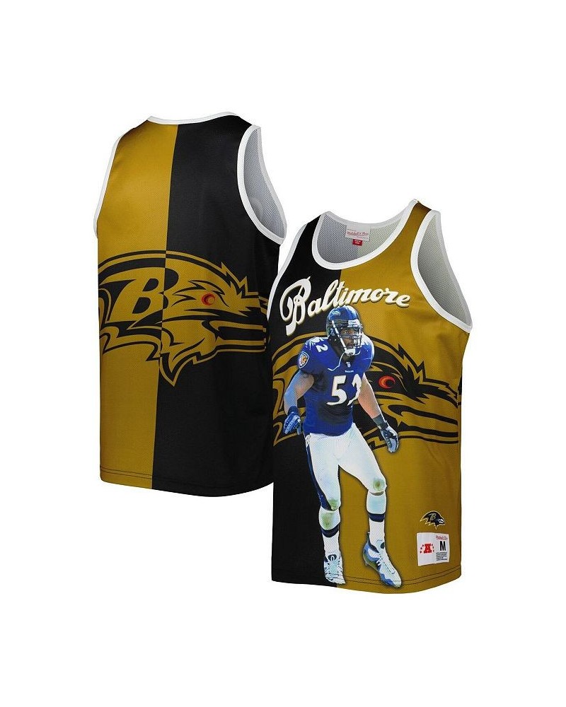 Men's Ray Lewis Black, Gold Baltimore Ravens Retired Player Graphic Tank Top $42.75 T-Shirts