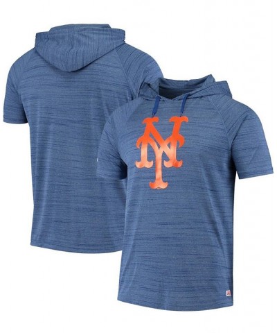 Men's Heather Royal New York Mets Raglan Short Sleeve Pullover Hoodie $29.57 Sweatshirt