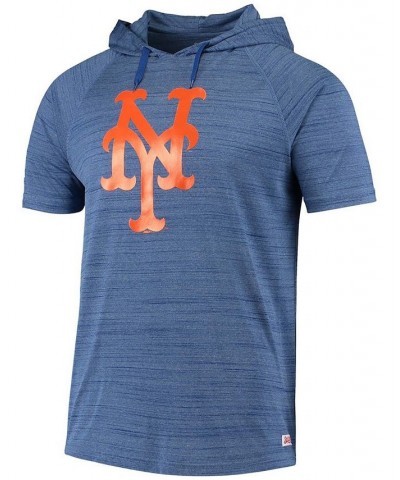 Men's Heather Royal New York Mets Raglan Short Sleeve Pullover Hoodie $29.57 Sweatshirt