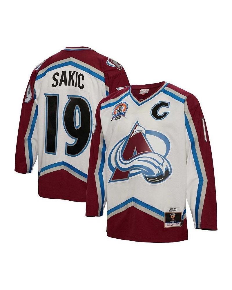 Men's Joe Sakic White Colorado Avalanche 2000 Blue Line Player Jersey $65.10 Jersey